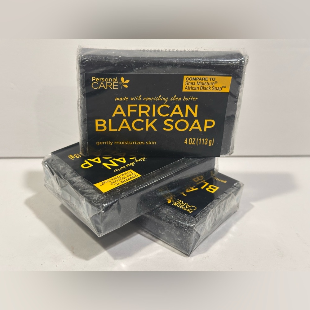 Personal Care African Black Soap with Shea Butter 4oz. - Pack of 3